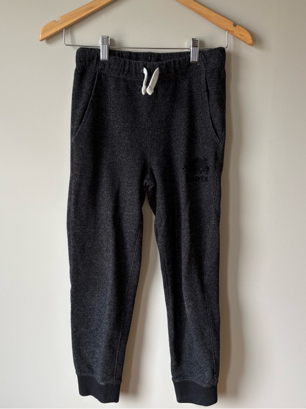 Roots Boys Black Pepper Charcoal Jogger Sweatpants with Drawstring Size 10